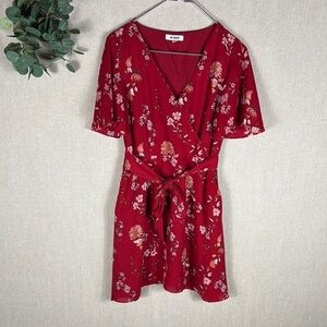 BB Dakota > Red Floral Wrap Dress 4